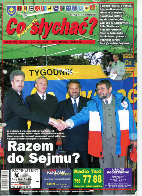 Okładka gazety Co słychać? - nr 36 (205) 2001
